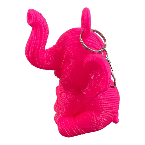 Large 3D Pink Elephant Bag Charm Keychain - Handcrafted - Picture 7 of 7